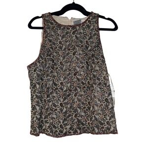 VINTAGE Adrianna Papell Beaded Paisley Silk Shell Top Womens 16   100% Silk 2PC